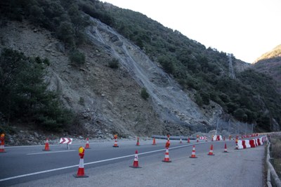 Zona per l'esllavissada del desembre a la C-13 entre Rialp i Llavorsí (Foto d'arxiu/ACN)