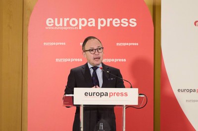 Xavier Espot, a la xerrada organitzada per Europa Press (Foto: Europa Press)