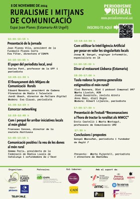 Programa de la jornada "Ruralisme i mitjans de comunicació"