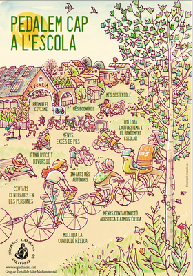 Cartell de la campanya 'Pedalem cap a l'escola', de la Societat Catalana de Pediatria