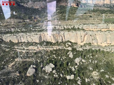 La zona del congost de Collegats on aquest diumenge hi ha hagut un accident d'escalada (Foto: Bombers)