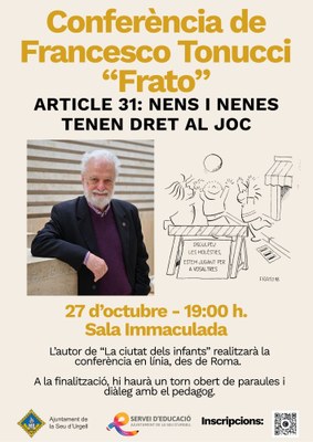 Conferència en línia de Francesco Tonucci 'Frato', a la Seu d'Urgell