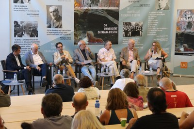 Taula rodona de responsables d'universitats públiques dels Països Catalans, aquesta setmana a la UCE de Prada de Conflent (Foto: ACN)