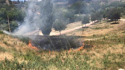 Incendi de vegetació al parc de l’Horta del Valira de la Seu (Foto: Sílvia Herce) 