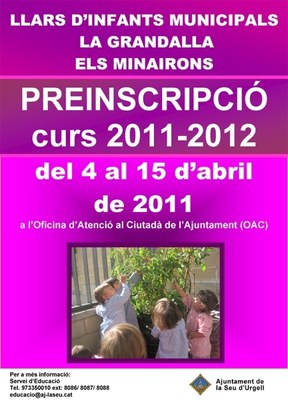 Cartell preinscripció a les llars d'infants municipals 2011-2012