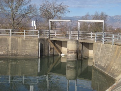 Base de la rampa de rescat d'amfibis que s'ha reparat al canal de Gavet, al Pallars Jussà (Foto: Endesa)