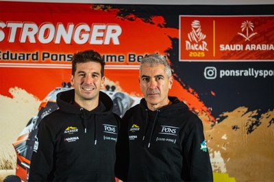 Jaume Betriu i Eduard Pons, a la presentació de la seva segona participació conjunta al Dakar (Foto: Mediagé)