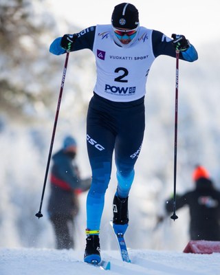 Jaume Pueyo, a l'esprint del Mundial Júnior d'esquí nòrdic, a Finlàndia (Foto: RFEDI)