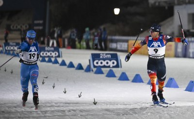 Jaume Pueyo a l'esprint de Copa del Món a Oberhof, on ha aconseguit un 7è lloc (Foto: RFEDI)