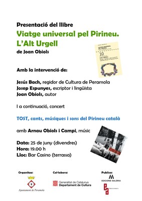 Presentació del llibre 'Viatge universal pel Pirineu. L'Alt Urgell' a Peramola