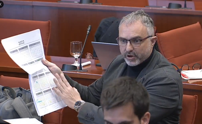 Intervenció de Jordi Fàbrega a la Comissió de Territori del Parlament, aquest dimecres (Imatge: Parlament de Catalunya)