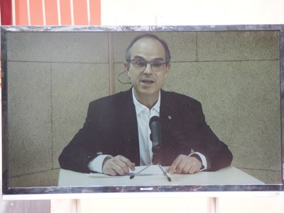 Intervenció de Jordi Turull a la Seu, des de la presó de Soto del Real