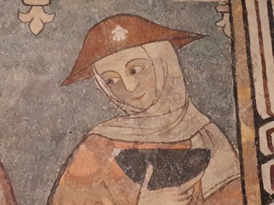 Pelegrina, detall de les pintures murals de la Pia Almoina, al Museu de Lleida (Foto: Amics de la Vall de Caboet)