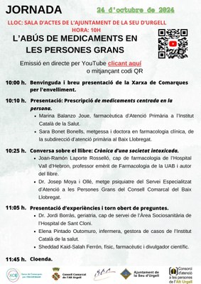 Cartell de l'activitat amb el codi QR d'accés a la jornada en línia