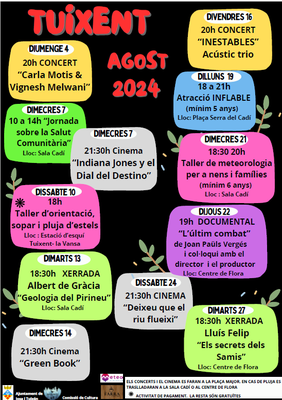 Activitats del mes d'agost a Josa i Tuixent