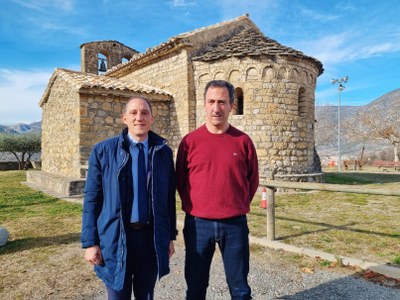 José Crespín a Fígols i Alinyà, amb l'alcalde Lluís Riu