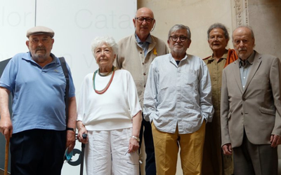 Josep Espunyes, al Palau Robert, en l'homenatge que li ha retut recentment la Institució de les Lletres Catalanes (Foto: ILC)