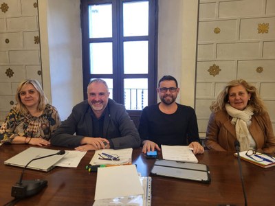 El grup municipal de Junts per la Seu, a la sala de plens de l'Ajuntament