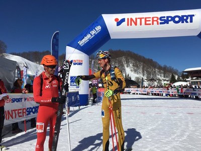 Kilian Jornet i Anton Pälzer, a la meta de la Mondolè Ski Alp (ISMF)