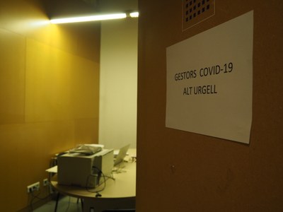 Sala habilitada per als gestors COVID al Centre Cívic El Passeig