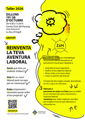 Cartell del taller "Reinventa la teva aventura laboral"