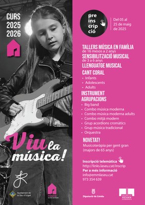 Preinscripcions a l'Escola Municipal de Música de la Seu