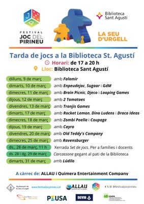"Tarda de jocs" a la Biblioteca Sant Agustí