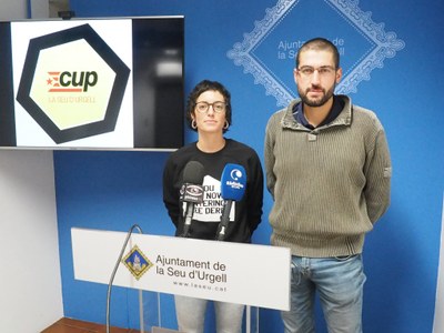 Roda de premsa del grup municipal de la CUP a l'Ajuntament de la Seu