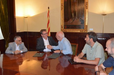 Signatura del conveni entre la Diputació de Lleida i el Banc dels Aliments