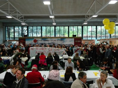 Protesta de formatgers dels Pirineus per la sentència contra l'1-O, en el marc de la Fira de Formatges Artesans a la Seu d'Urgell (Foto: Pere Pintat)