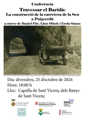 Xerrada als Banys de Sant Vicenç sobre la construcció de la carretera de la Seu d'Urgell a Puigcerdà 