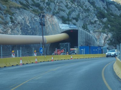 Obres de construcció del túnel de Tresponts