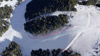 La recuperada pista Barcelona de La Molina, a vista de dron (Foto: La Molina)