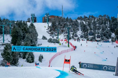 La pista Avet de Soldeu, durant les Finals de la Copa del Món 2023 d'Esquí Alpí (Foto: Oriol Molas)