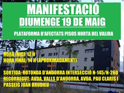 Afectats Pisos de l'Horta del Valira - Cartell manifestació