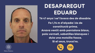 La Policia d'Andorra demana la col·laboració ciutadana per trobar un home desaparegut des de dissabte (Imatge: Policia d'Andorra)