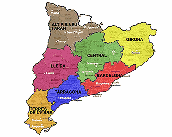 Mapa de les 7 vegueries