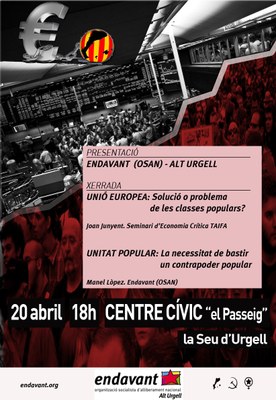 Endavant Alt Urgell - Cartell de presentació