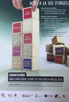 Cartell de les activitats a la Seu amb motiu del Dia Internacional per a l'Eliminació de la Violència Masclista