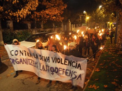 Manifestació amb motiu del 25-N al centre de la Seu