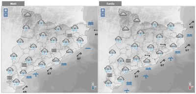 Previsió del temps per aquest dissabte (www.meteo.cat)