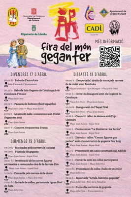 Cartell d'actes de la XVII Fira del Món Geganter, a la Seu d'Urgell
