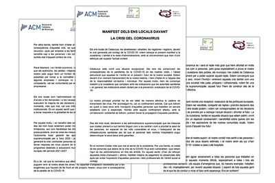 Manifest dels ens locals davant el coronavius (ACM, FMC i AMC)