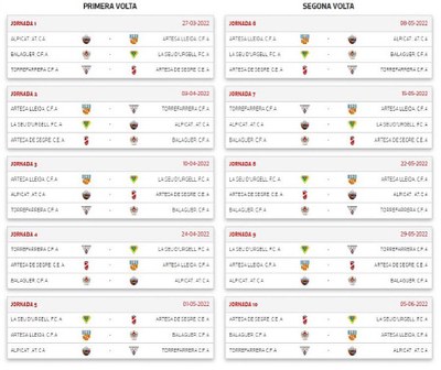 Calendari de la fase d'ascens a Primera Catalana de futbol (Grup 7)