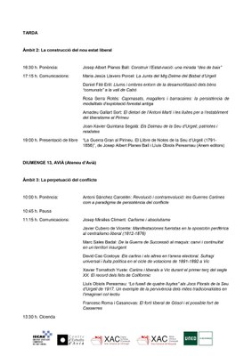 Programa del congrés 'Absolutismes i liberalismes al segle XIX (Dissabte tarda i diumenge)