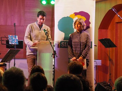 Intervenció de Joan Barrera i Josefina Lladós a l'acte institucional del 8-M a la Seu