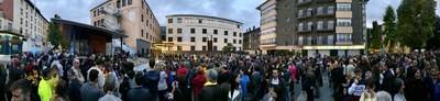Panoràmica del final de la manifestació de la vaga general a la Seu