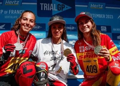 Laia Pi, al podi final del Mundial 2023 de Trial2 femení (Foto: Pep Segalés / RFME)