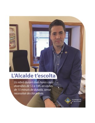 Visites els divendres sense cita prèvia amb l'alcalde Joan Barrera