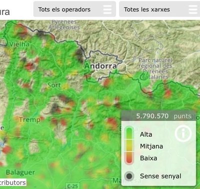 Mapa de Cobertura Mòbil a l'Alt Pirineu